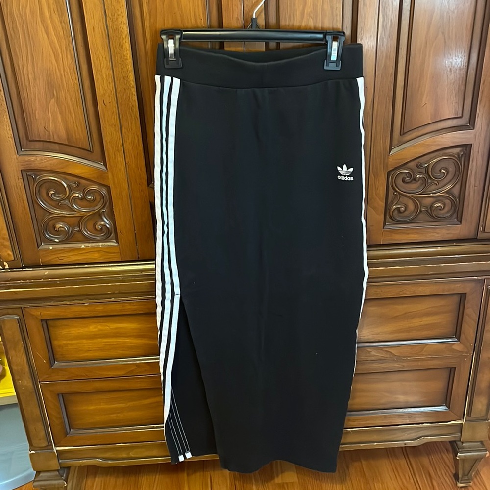 Adidas black maxi skirt with slit